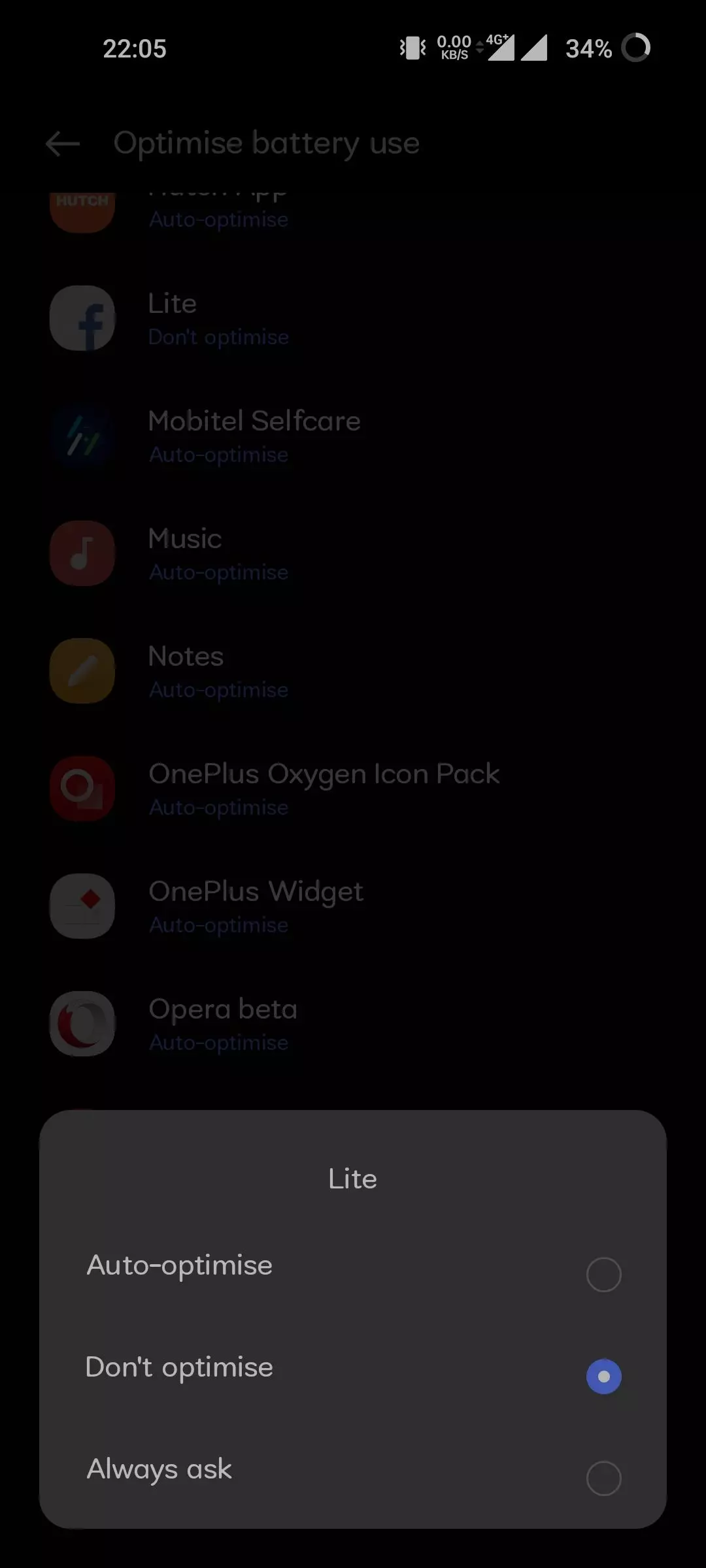 Optimise battery use issue