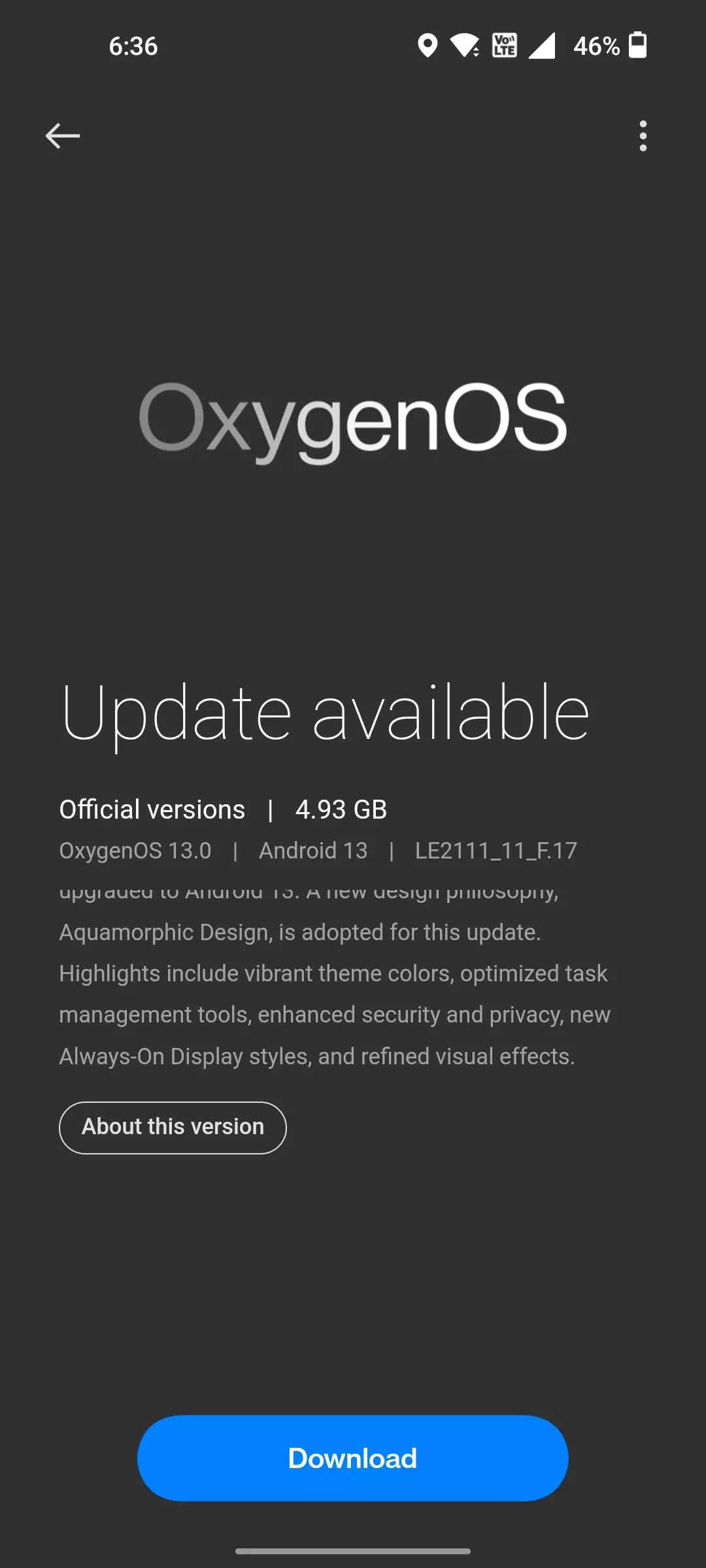 Official Oxygen OS 13 Update