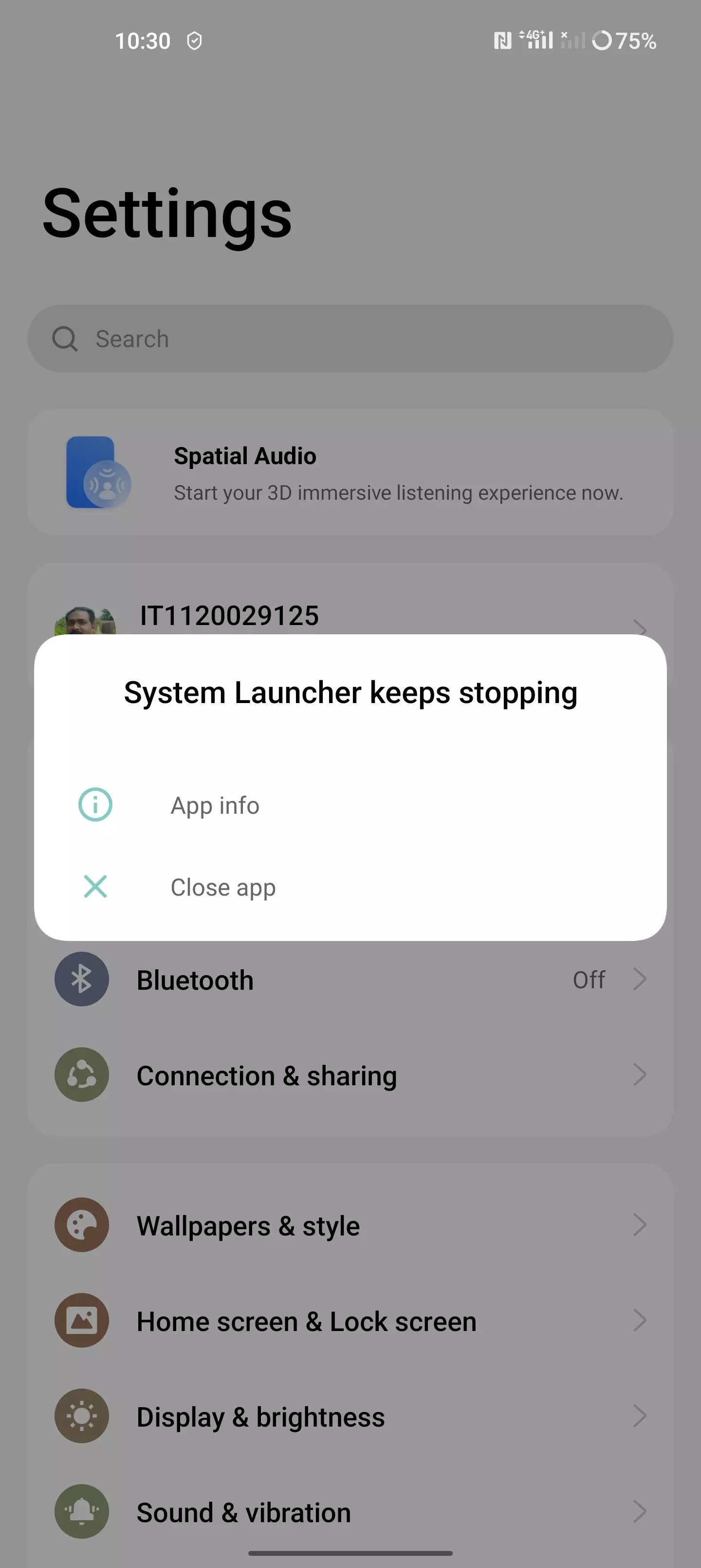 System launcher keeps stopping..