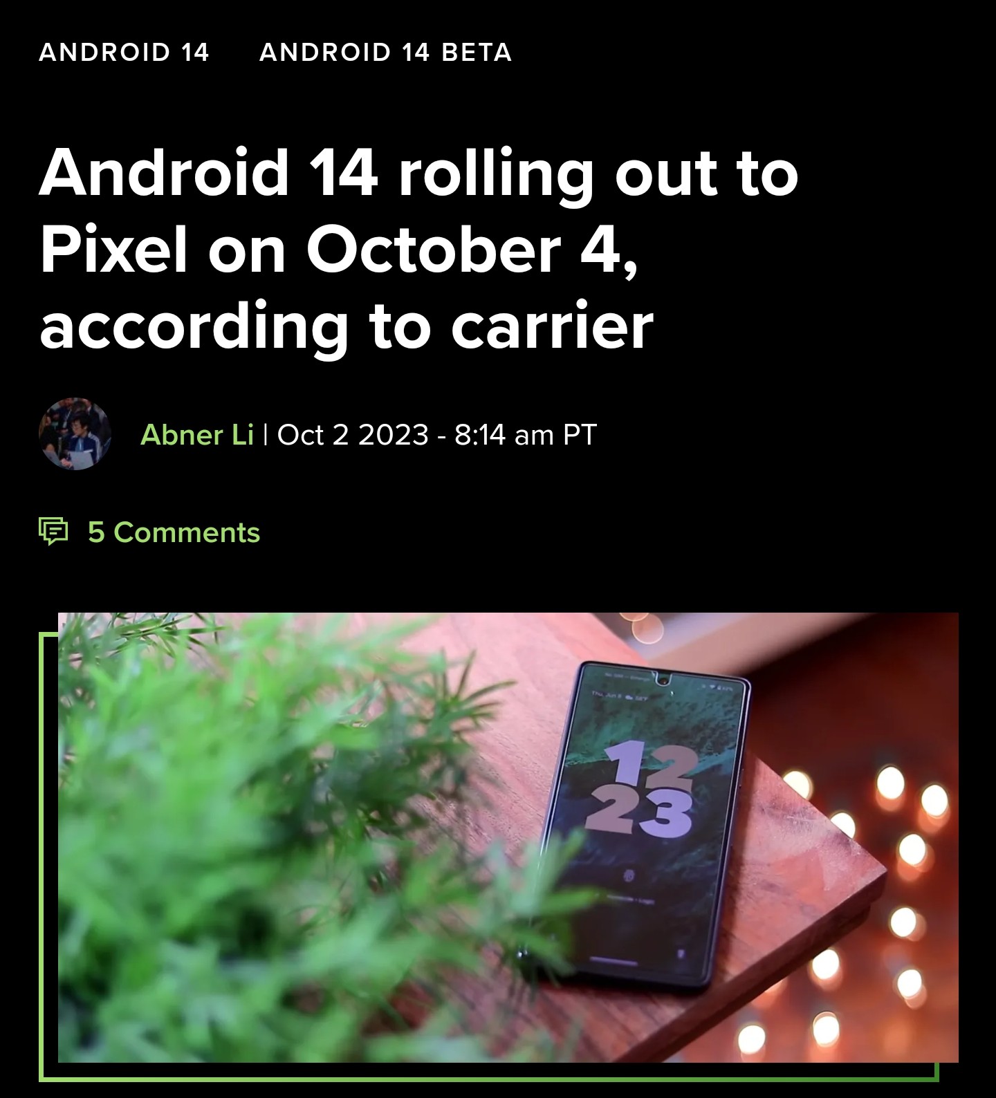Android 14 Stable for Pixel releases 4th October