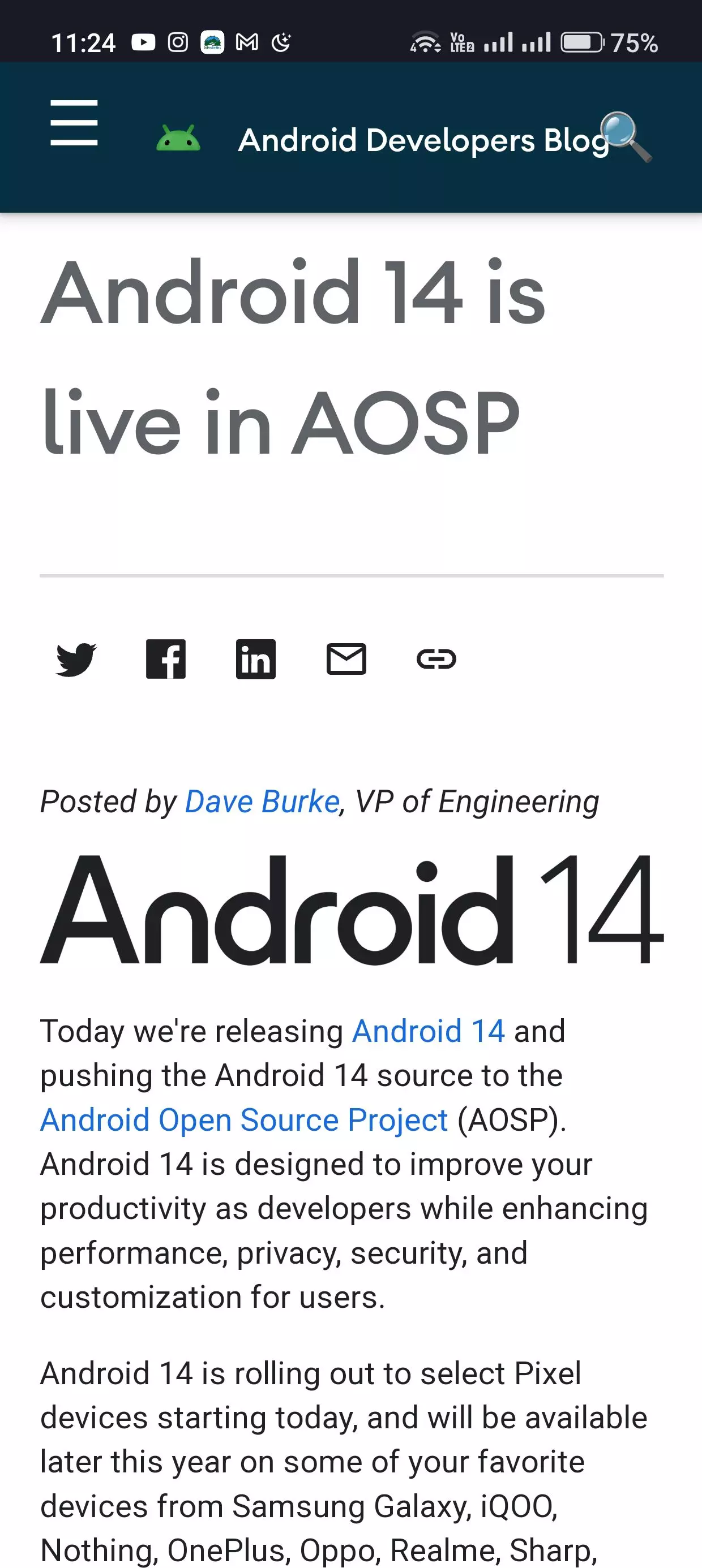 Android 14 AOSP is here