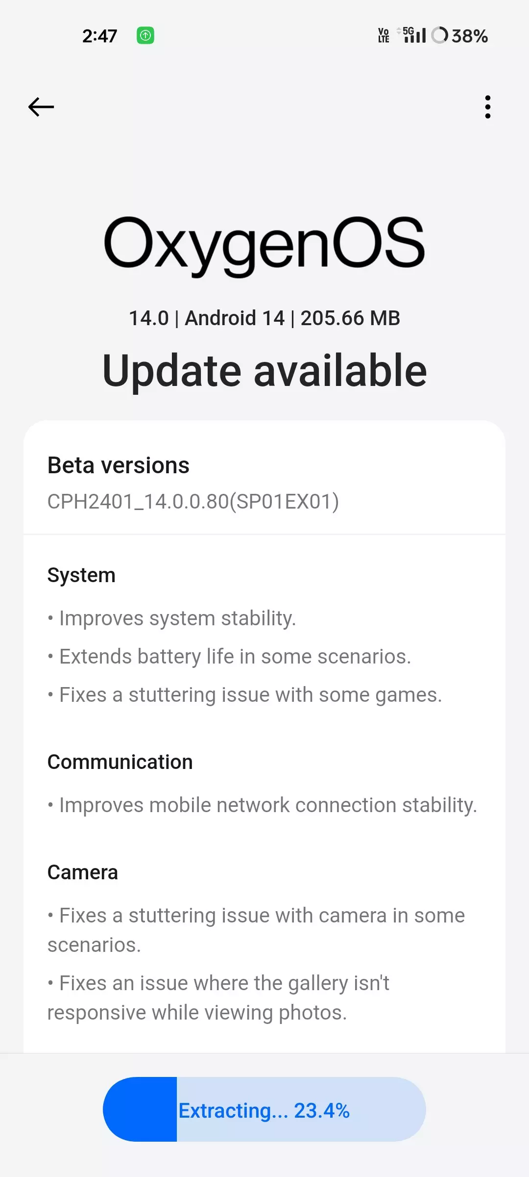 Finally oneplus note 2T received the beta version of OS 14