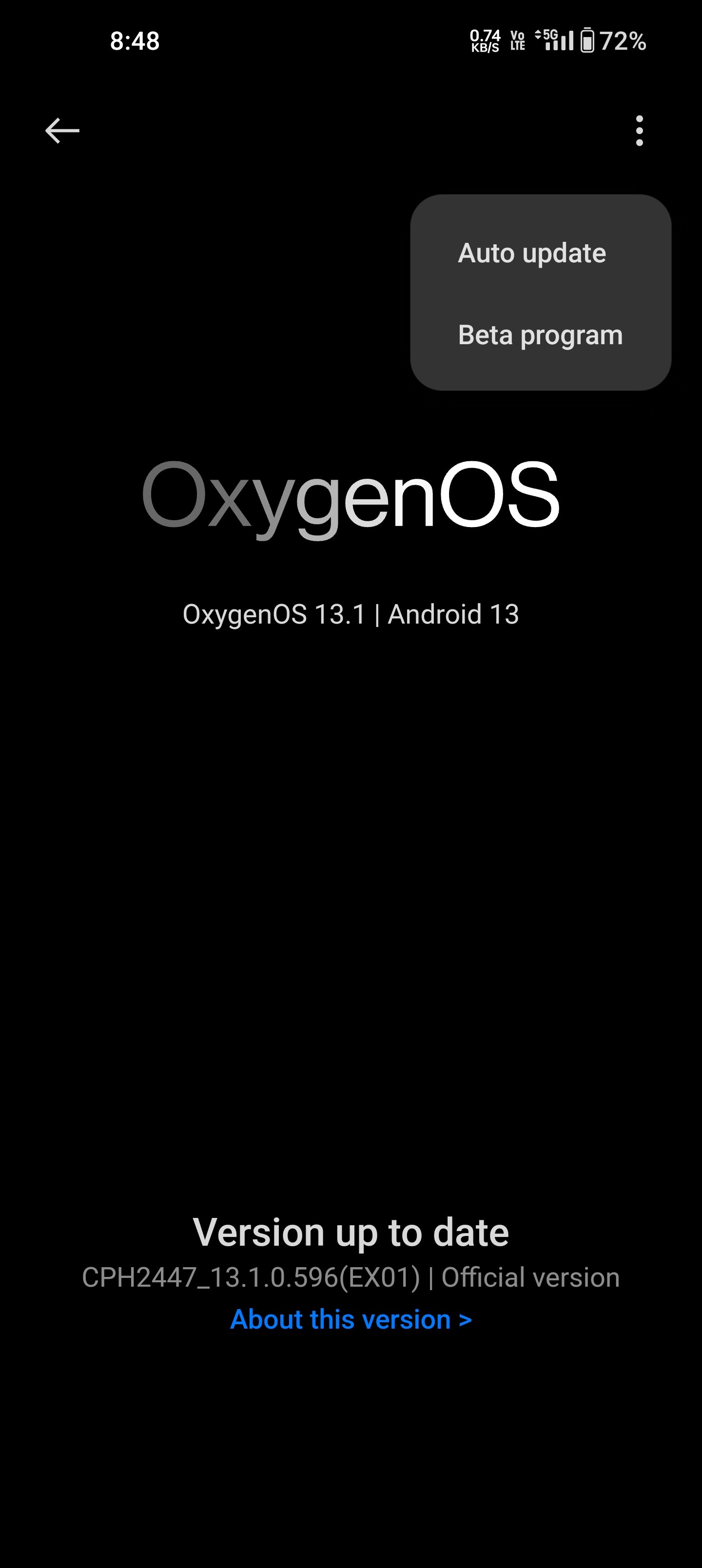 Oxygen OS 14 update through oxygen updater