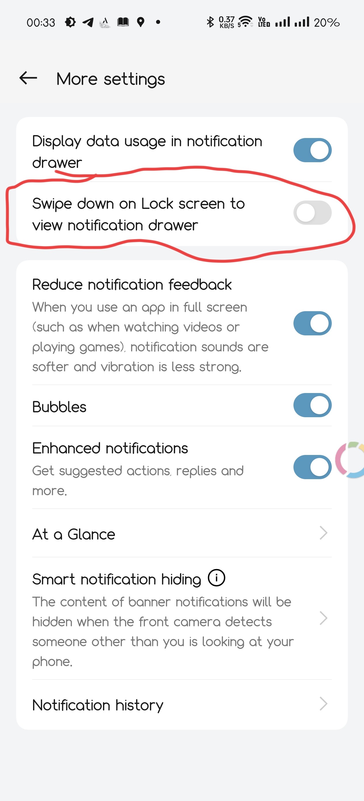 Android quick setting drop-down menu security