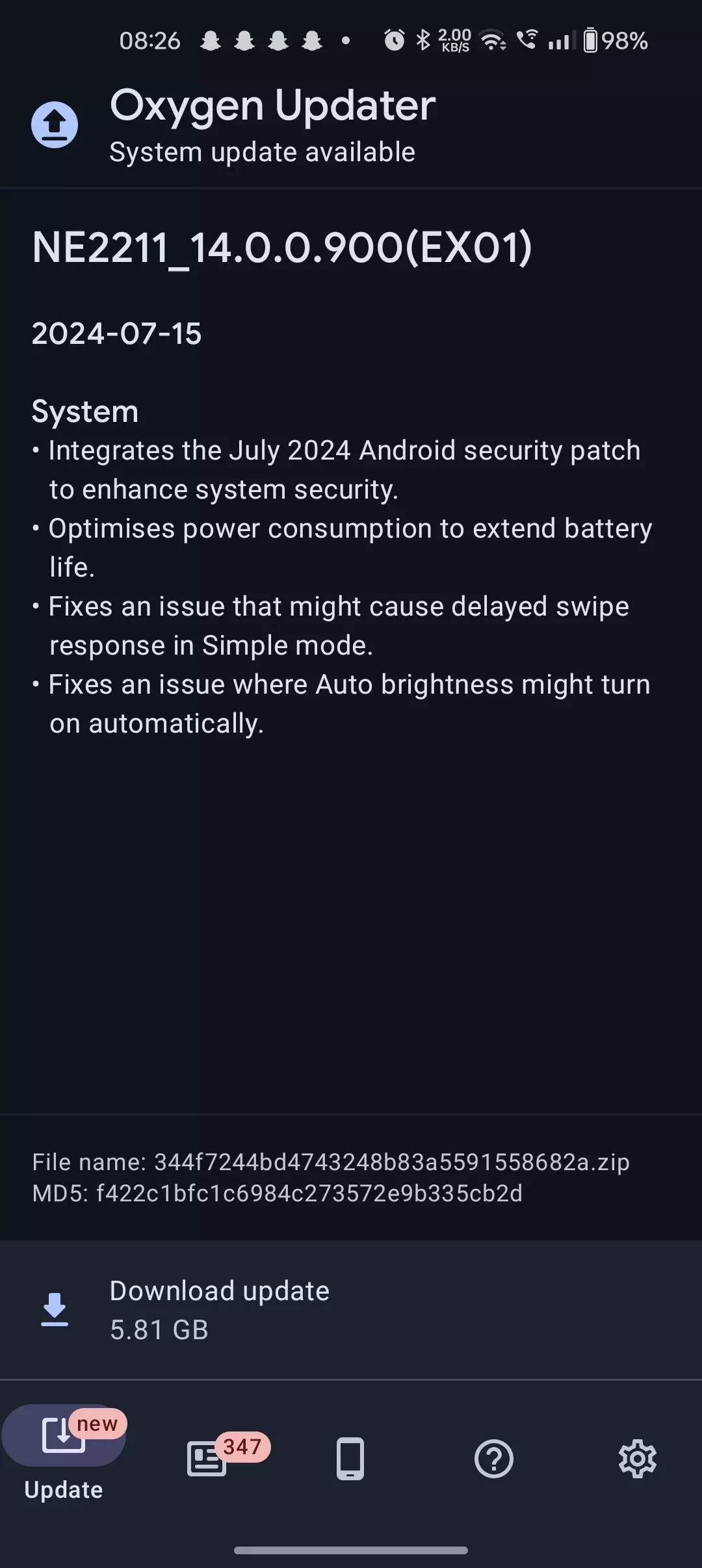 New update alert for OnePlus 10 pro 5G