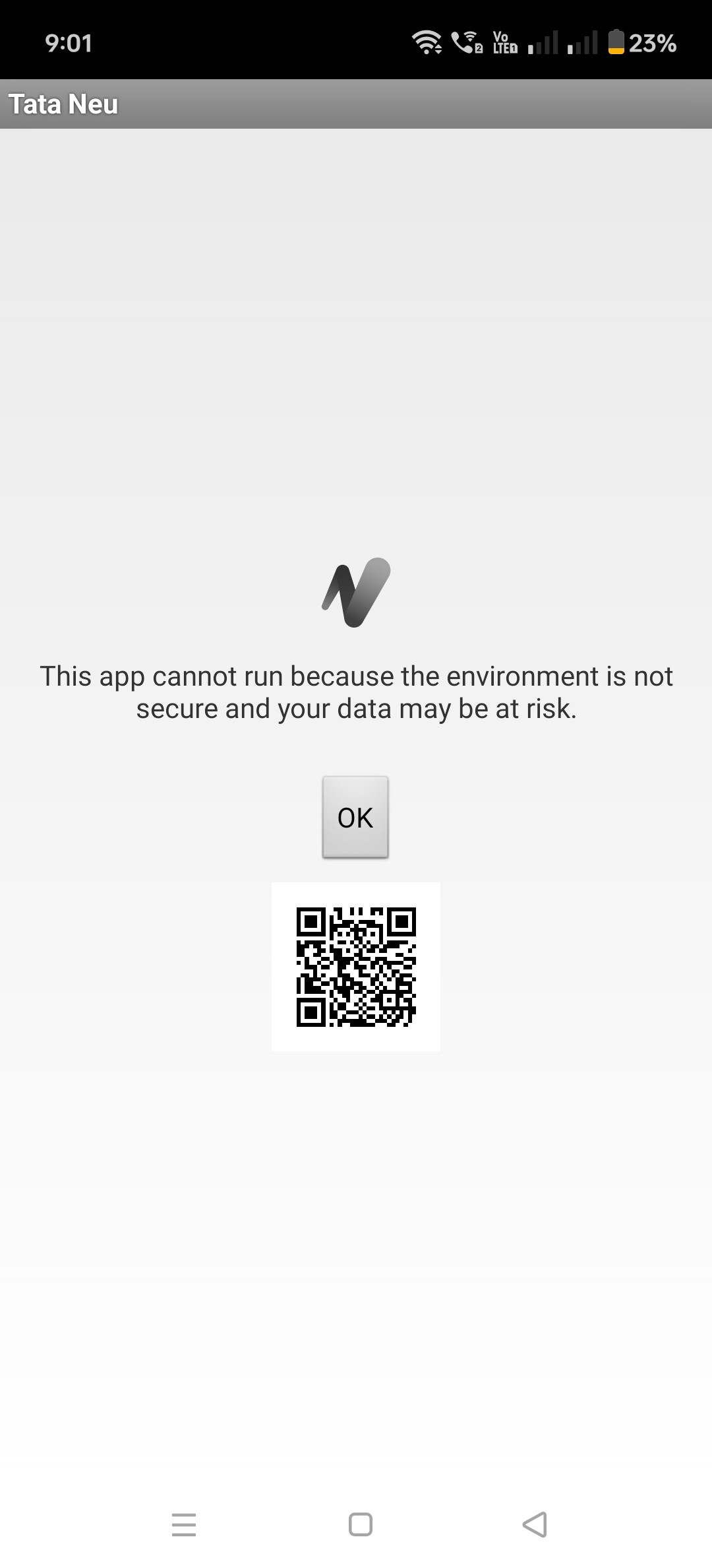 Unable to run Tata neu on one plus 12R