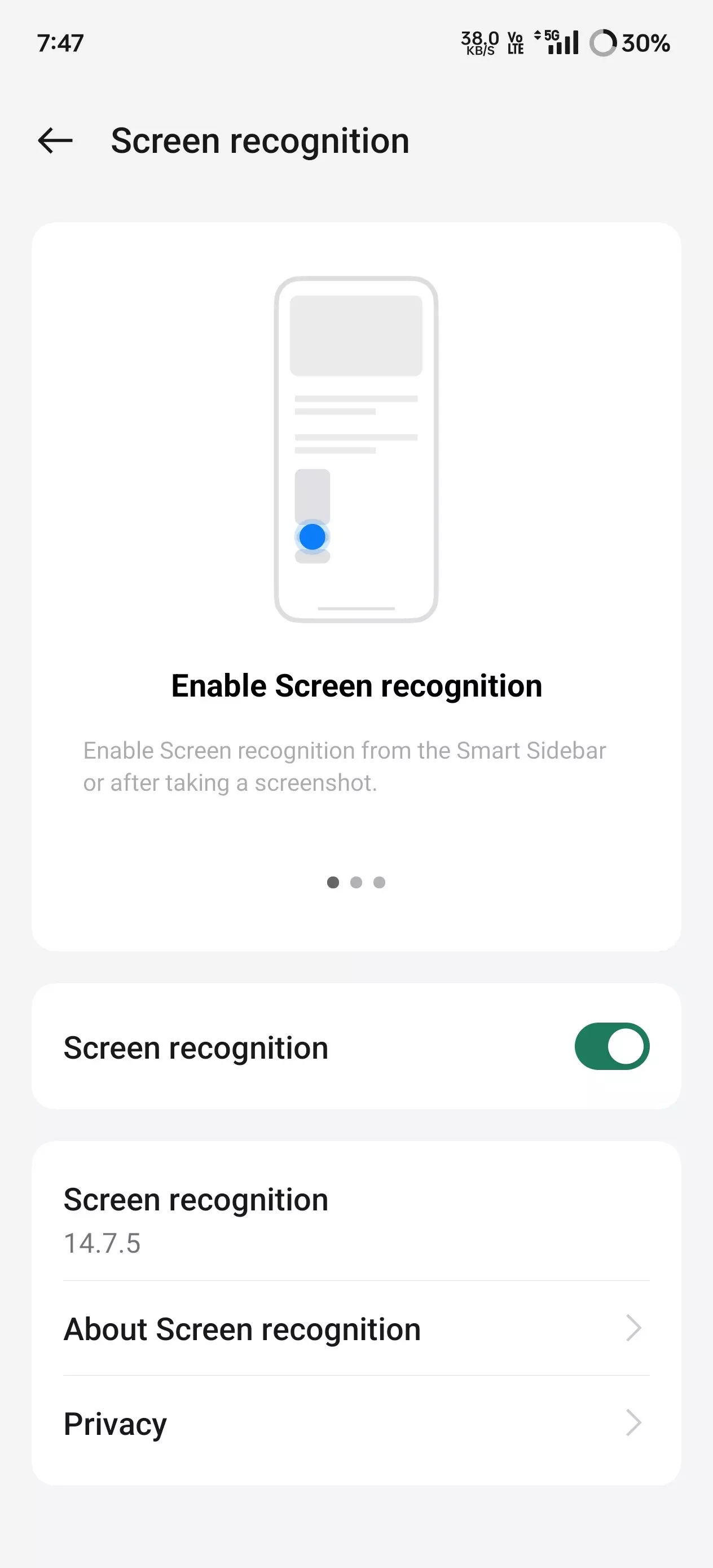 Screen recognition