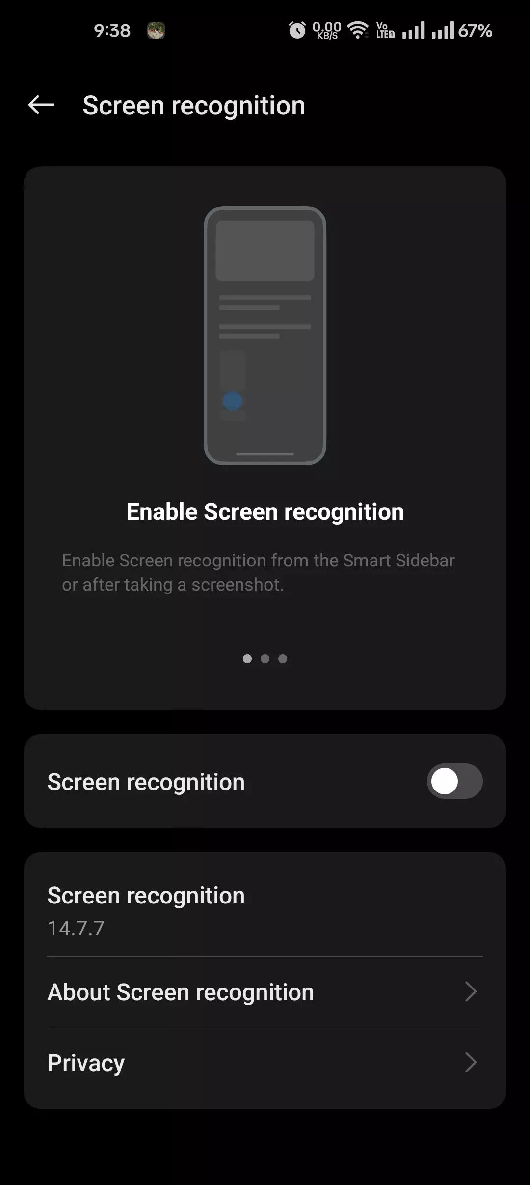 Screen recognition