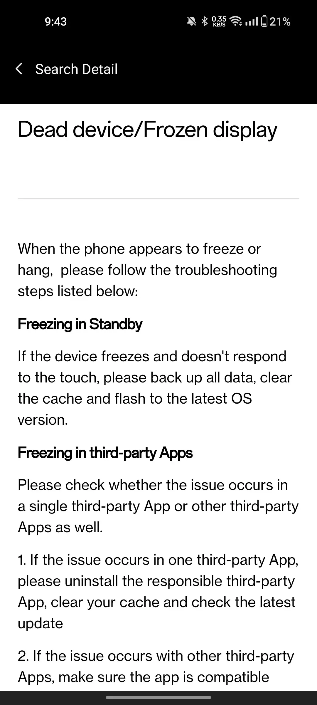OnePlus Nord 2 frozen display issue
