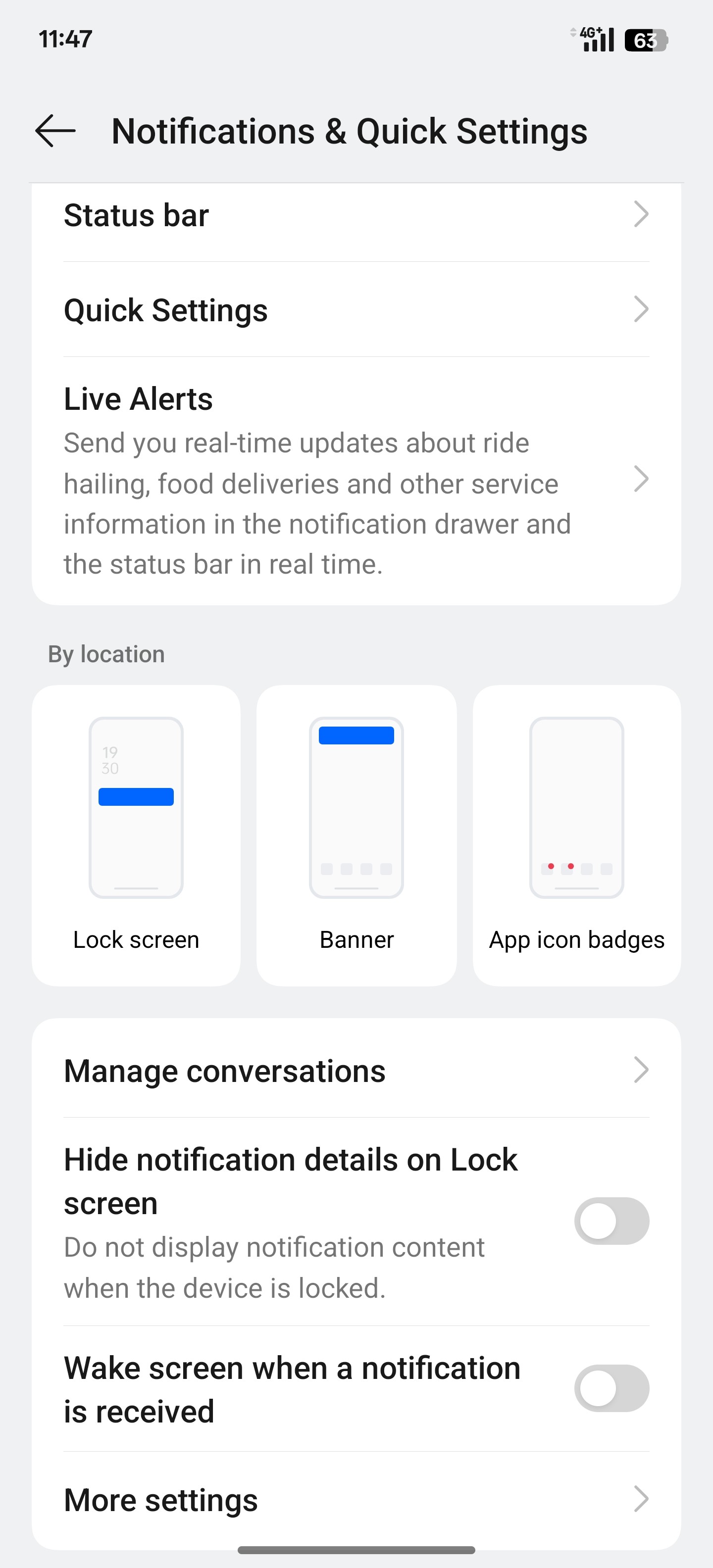 The screen wakes up when notification is received, although