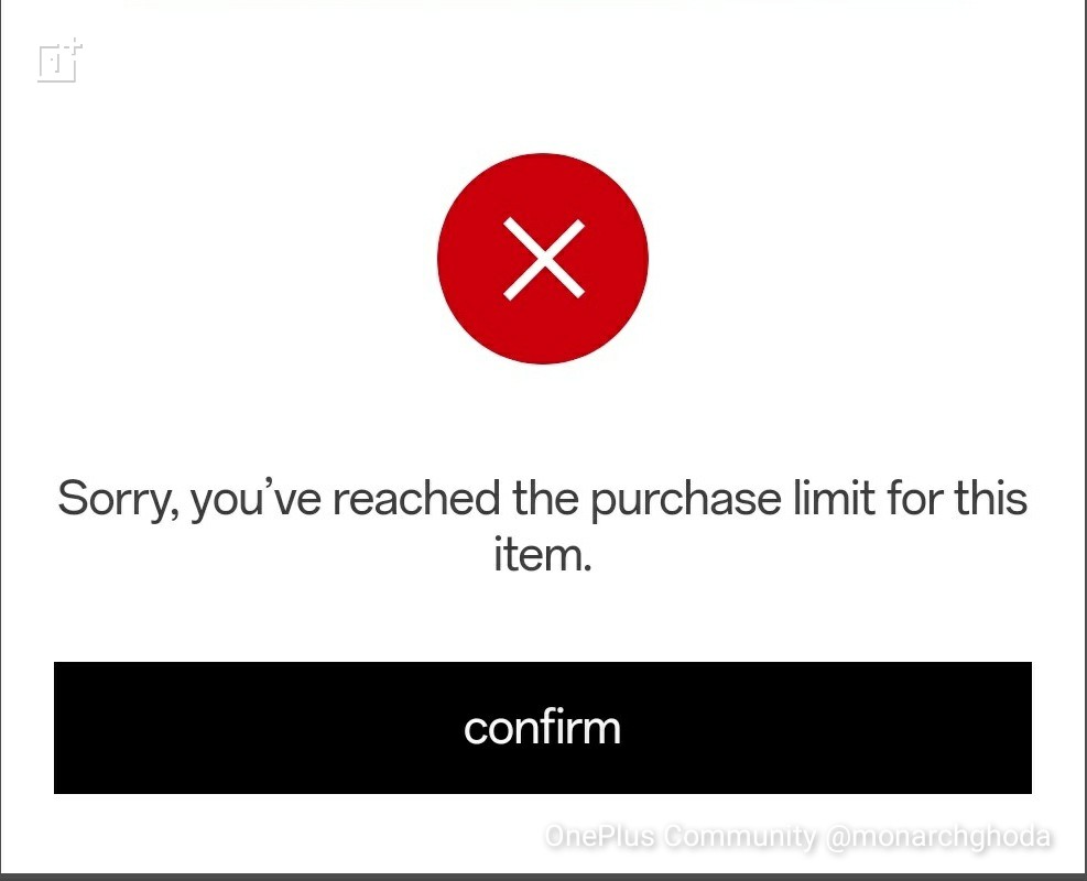 Number Limit Reached Regarding the purchase limit error