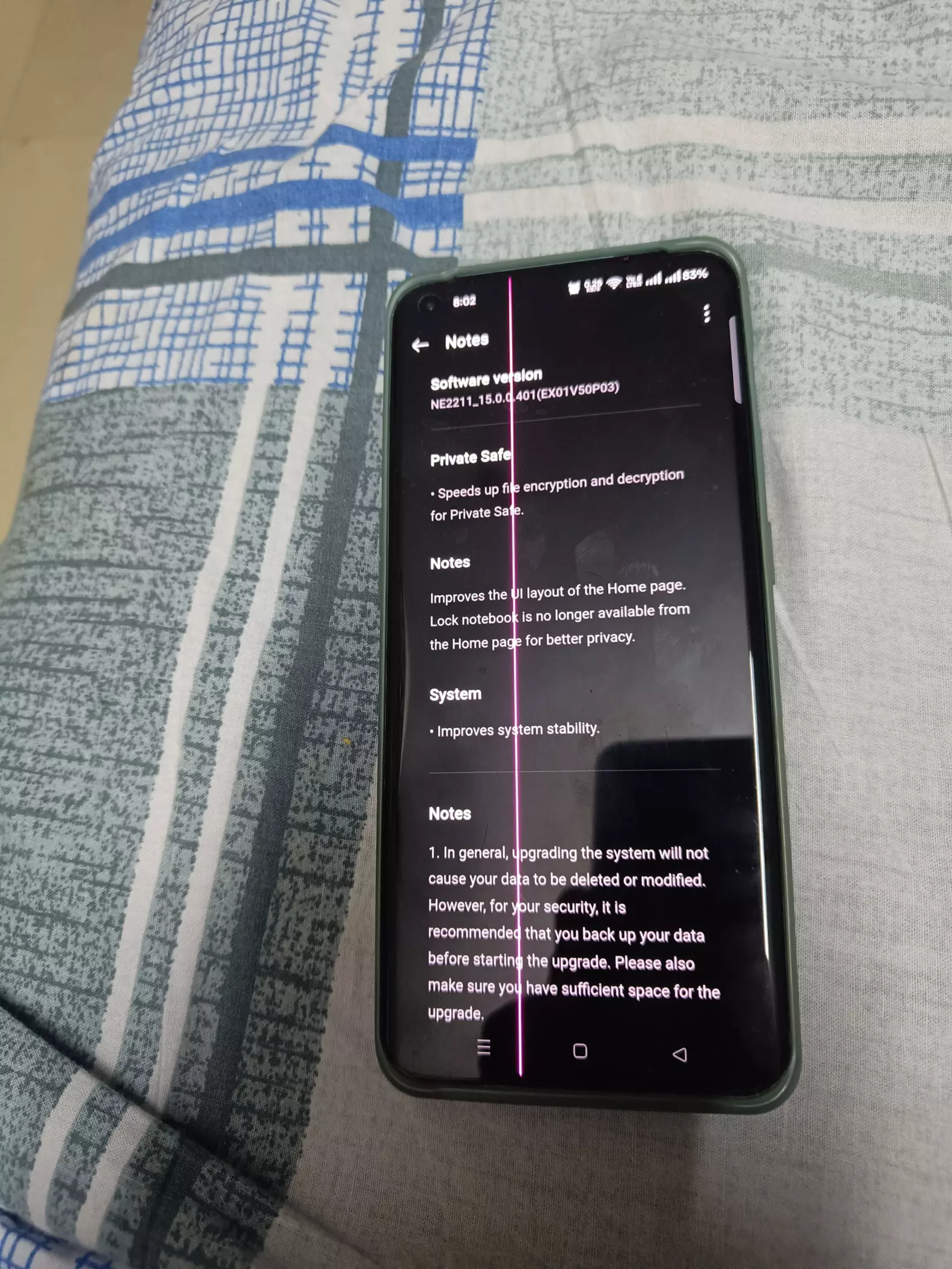Pink line issue after update installing in OnePlus 10 Pro OS