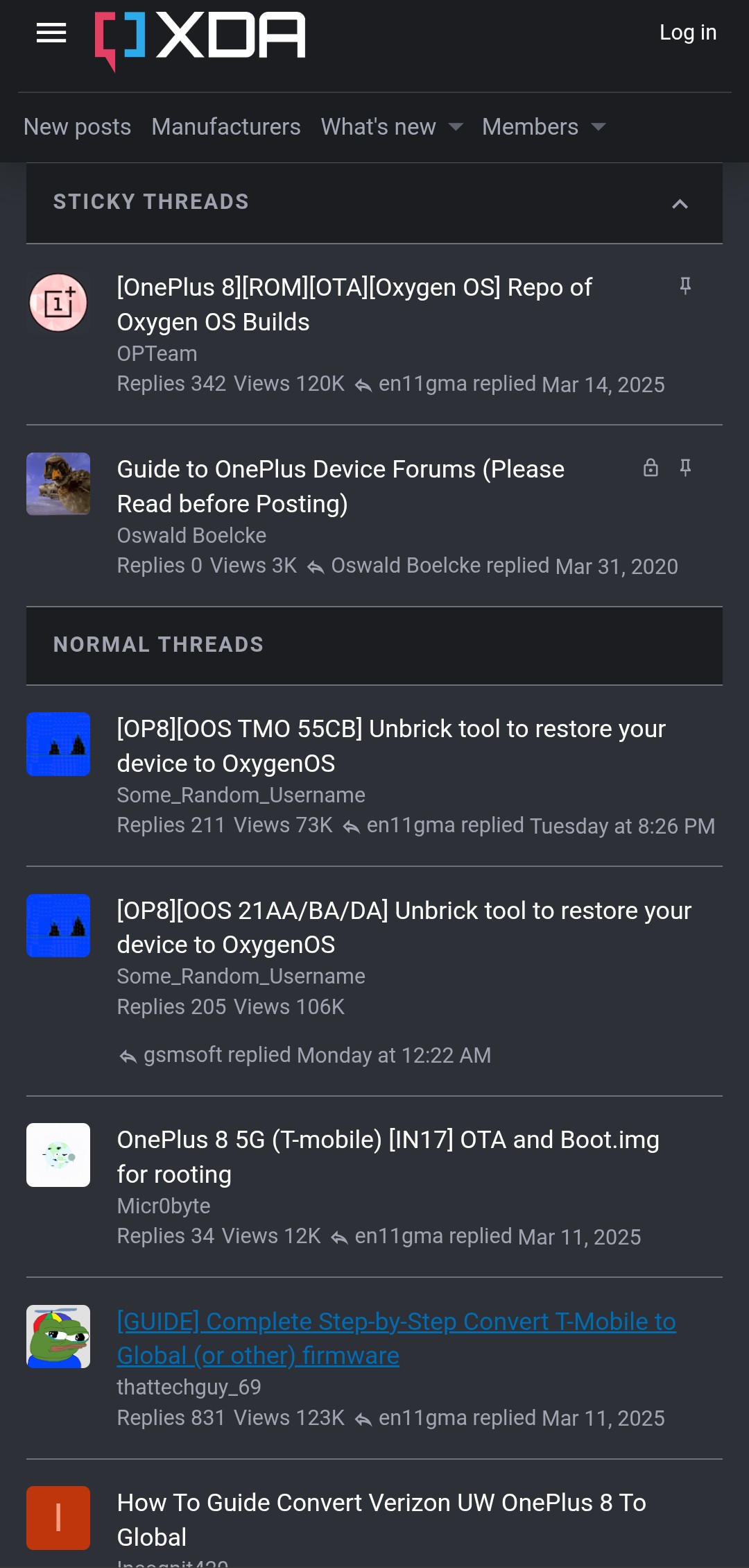 Oneplus 8 5G T-Mobile ROMS change from in2017 to na2015