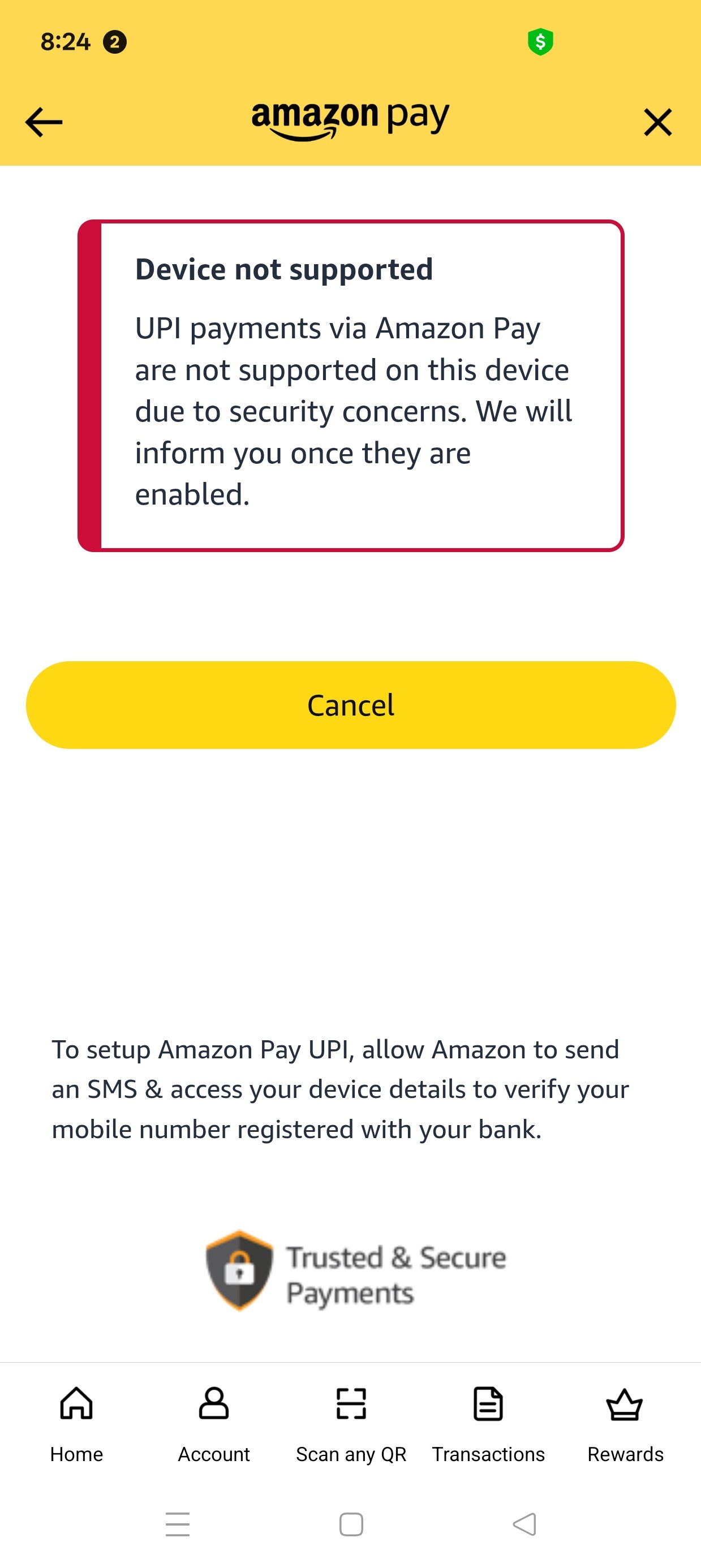 Amazon pay not working