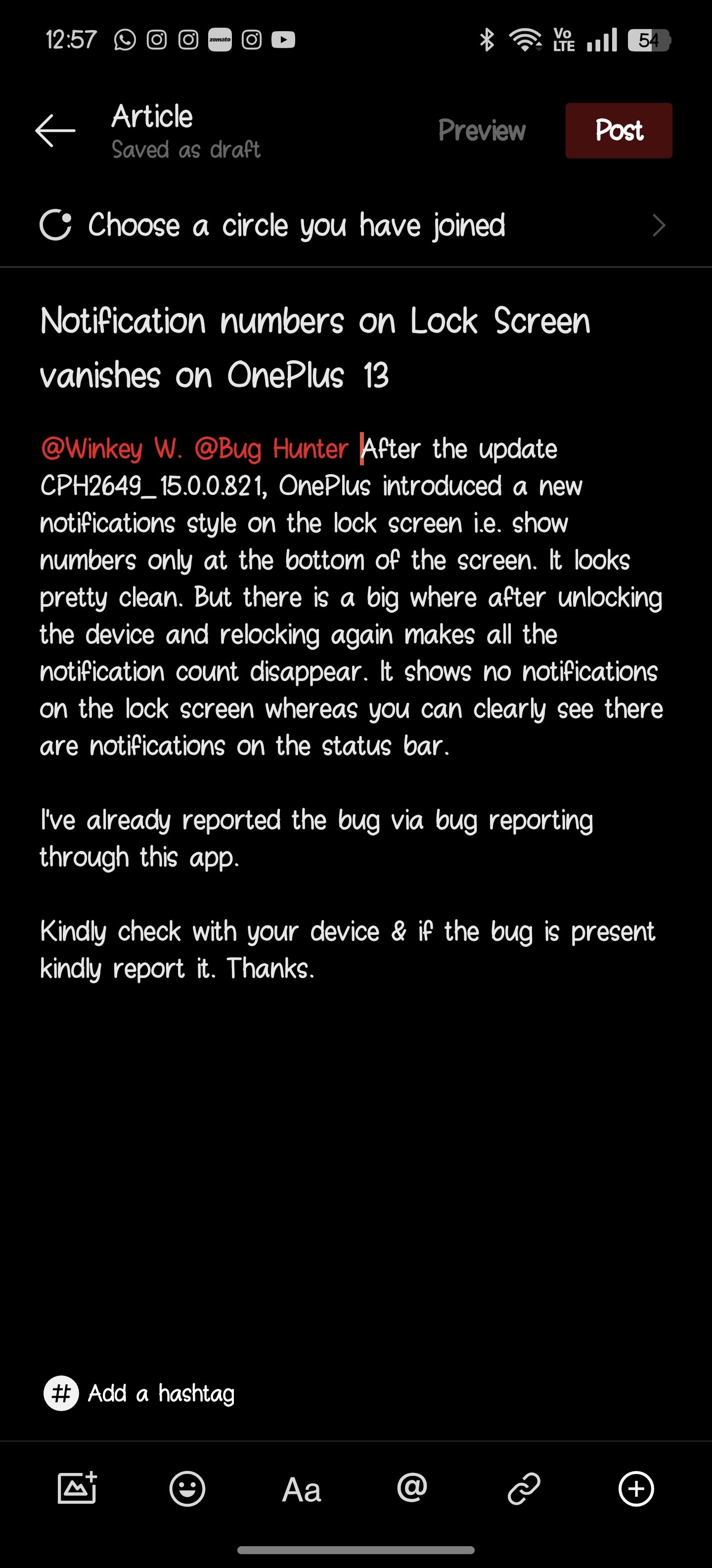 [CLOSED] Notification numbers on Lock Screen vanishes on OnePlus 13