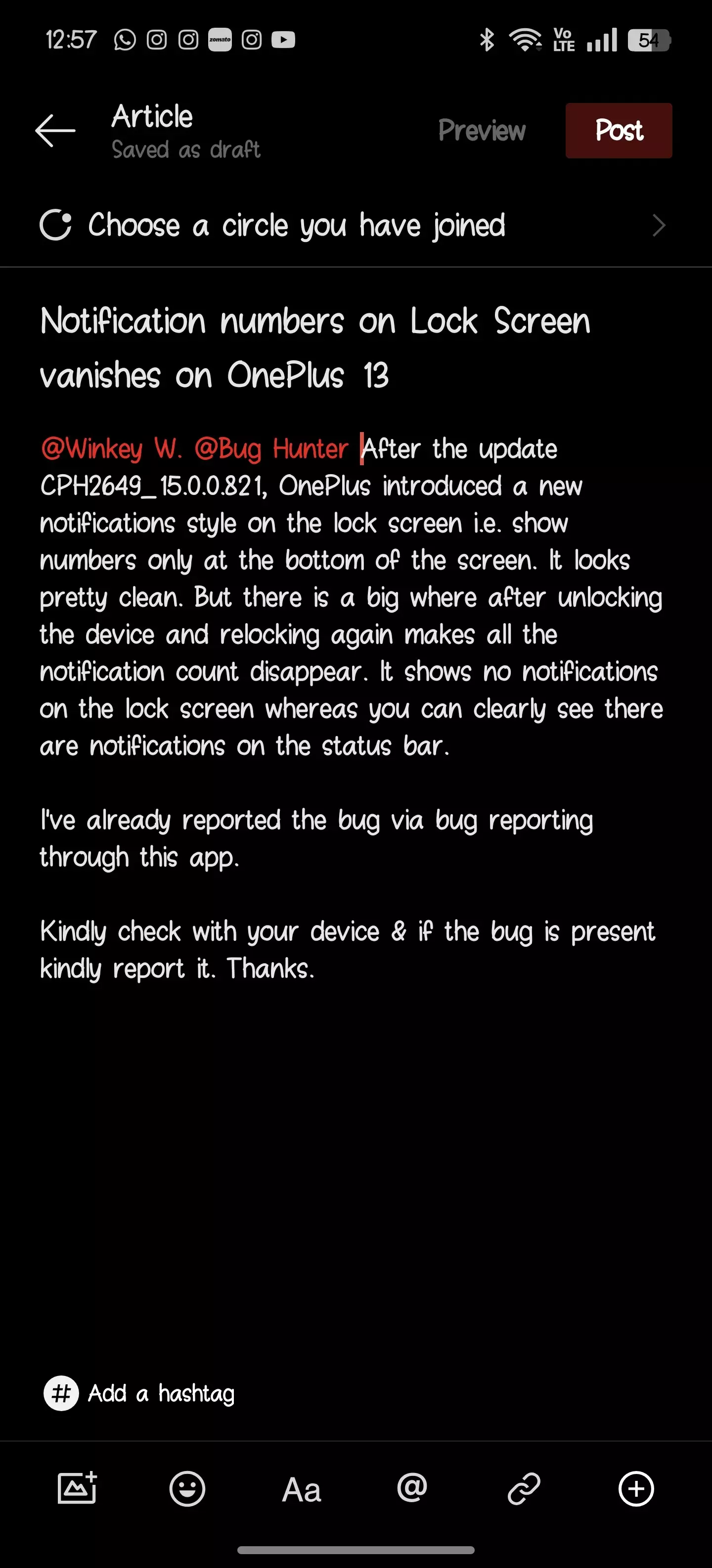 [CLOSED] Notification numbers on Lock Screen vanishes on OnePlus 13