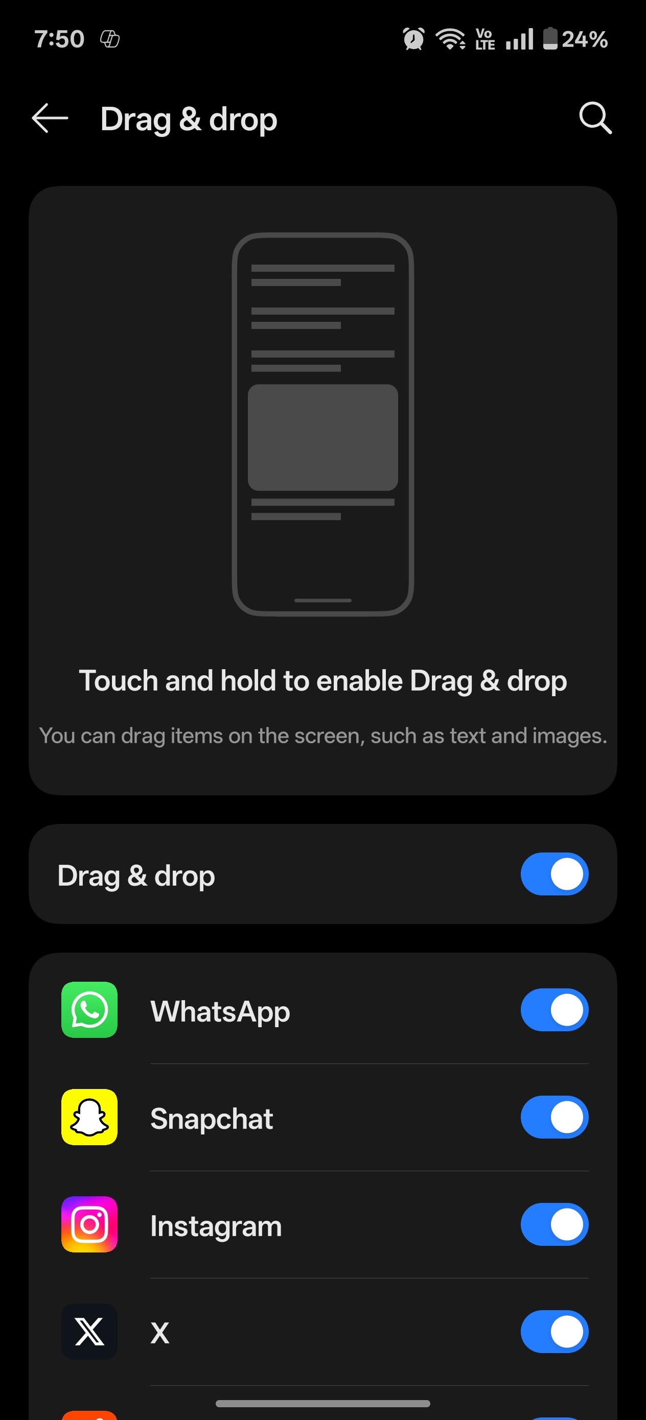 Drag and drop feature
