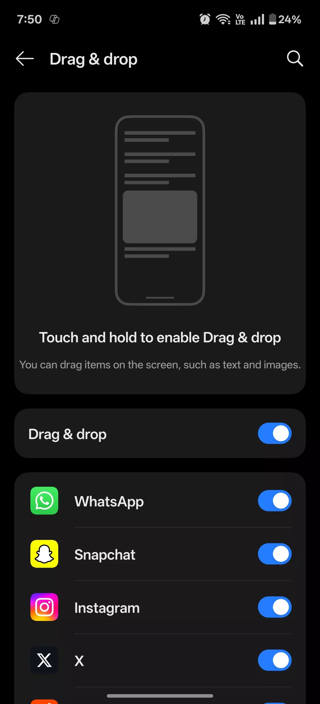 Drag and drop feature