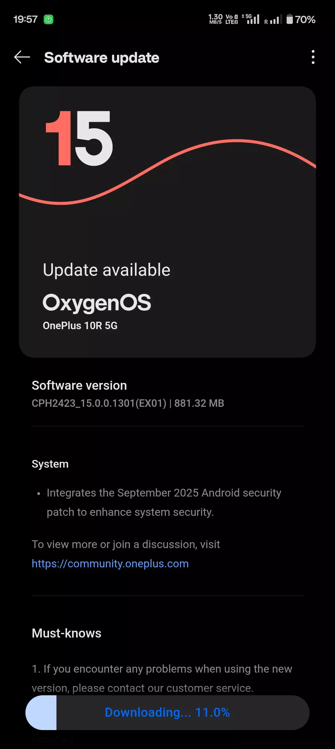 OnePlus 10R 5G New Update .1301