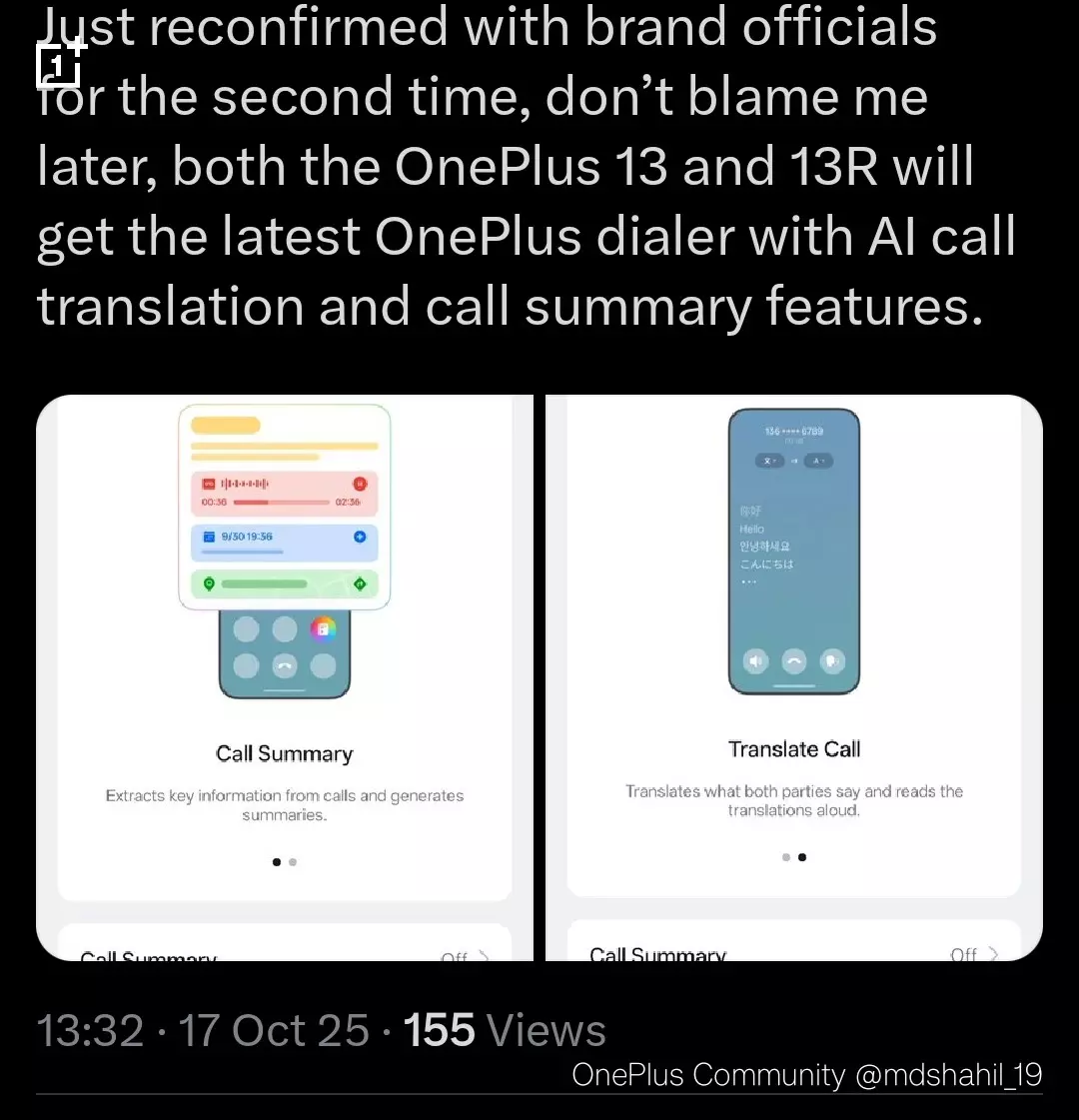OnePlus 13 series will get the OnePlus dialer