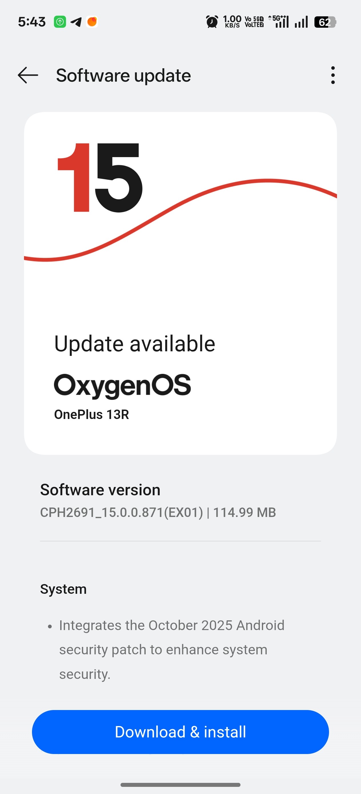 Got security patch update on my oneplus 13R.