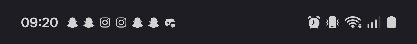 Status bar notification icons on Android 16