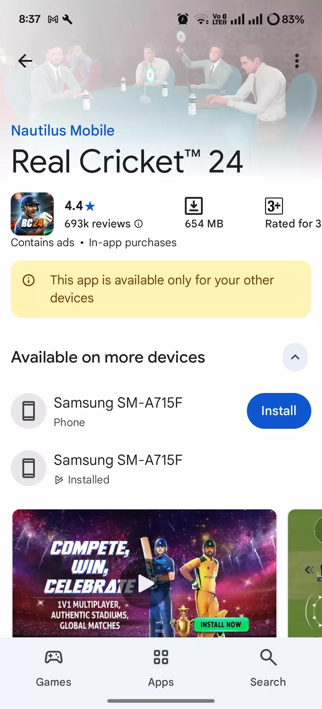 Is anyone else facing this issue with the Real Cricket 24 in