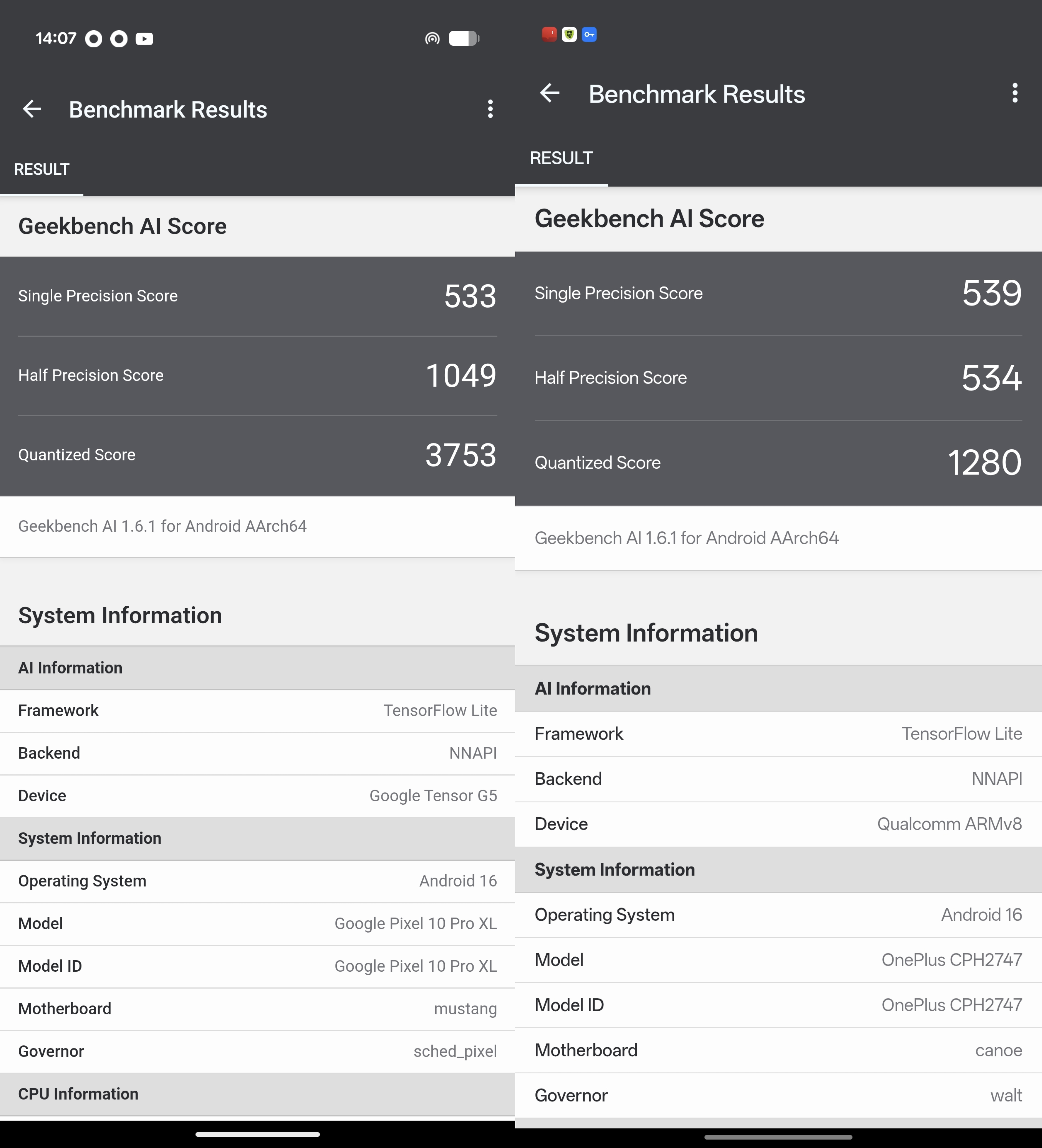 Nnapi OnePlus 15 vs Pixel 10 Pro XL - performance! Is it even a fight? Or a ...