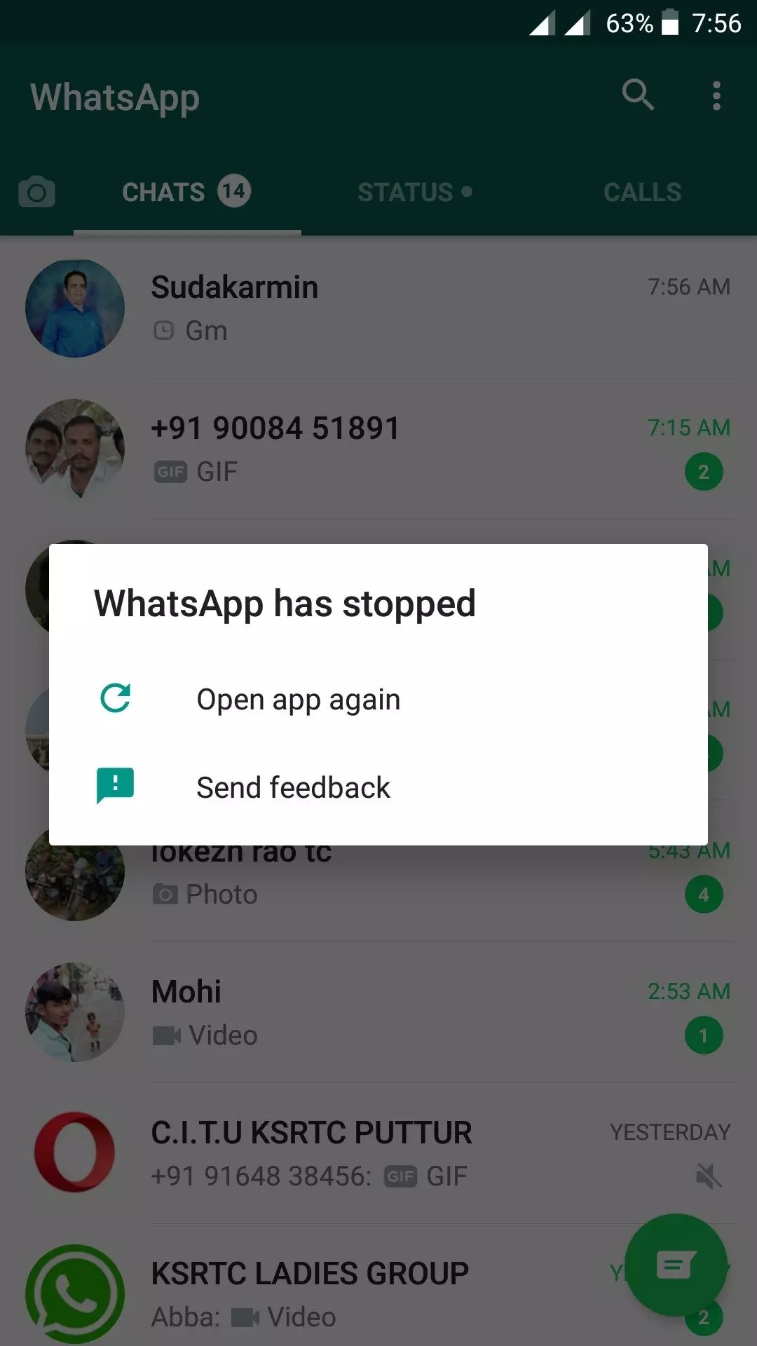 dual app errors in WhatsApp