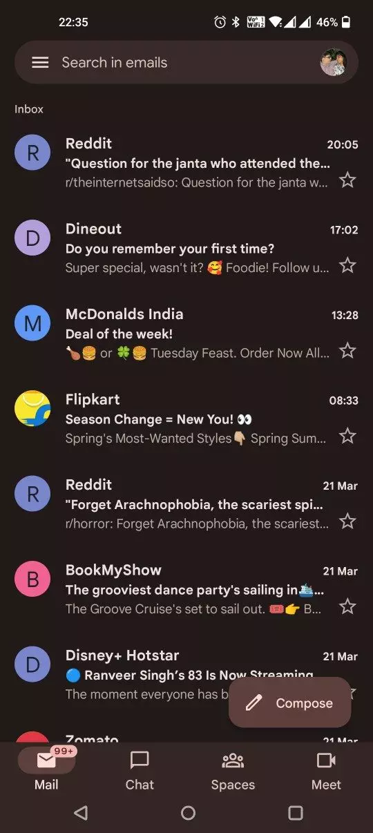 Google app colour change after update