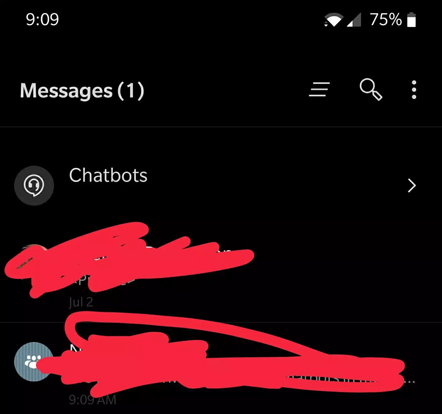 Anyway to remove chatbots from messages app?