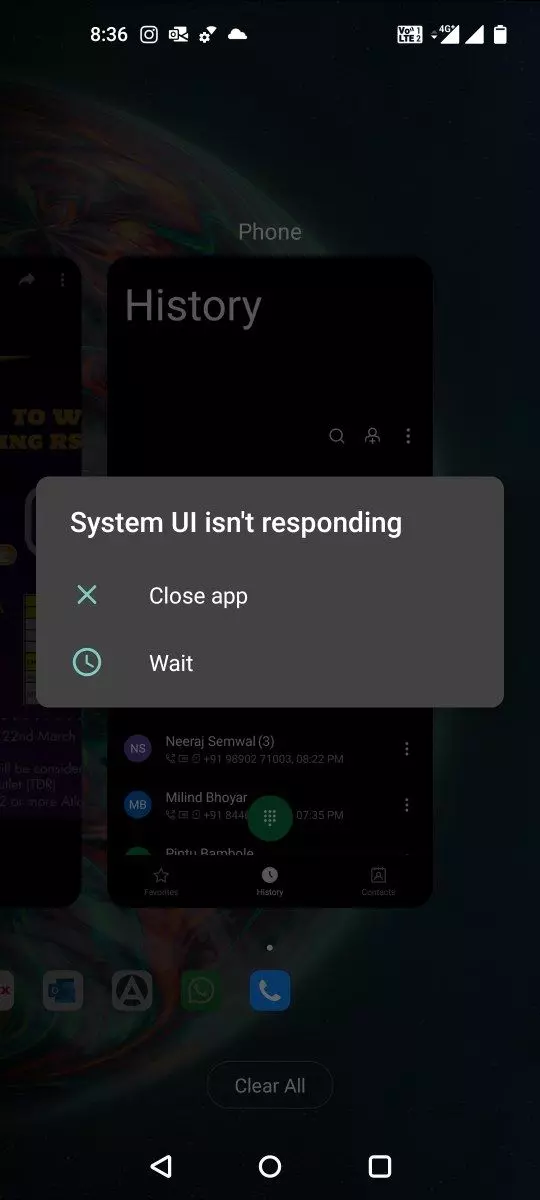 System ui is not responding