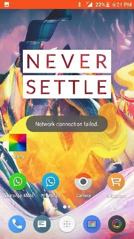 network connection failed message.