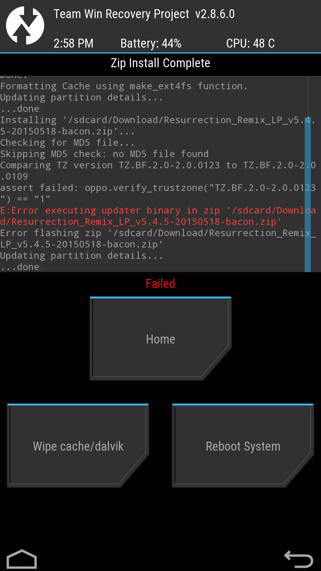 Flashing Rom Error