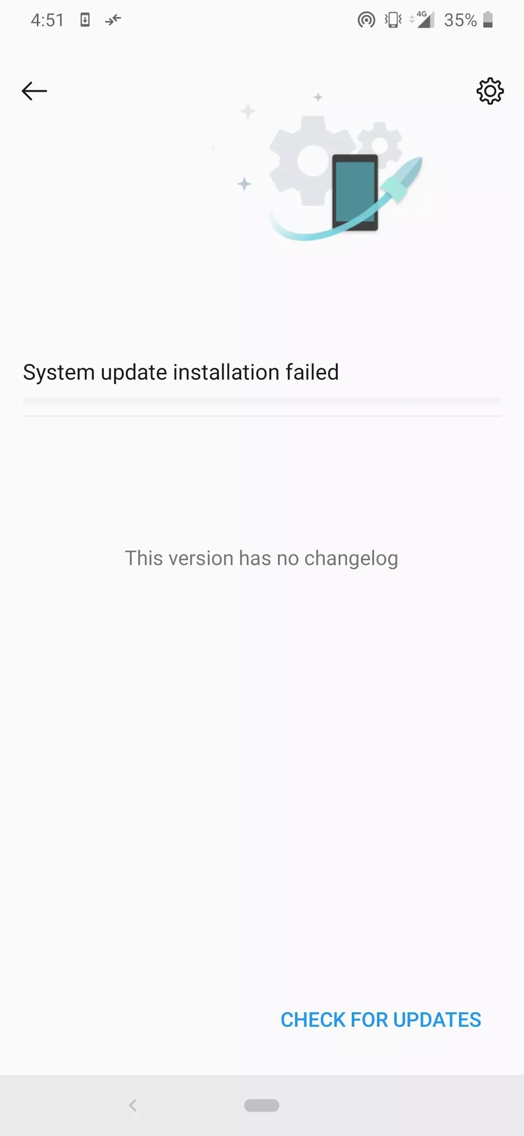 update installation failed