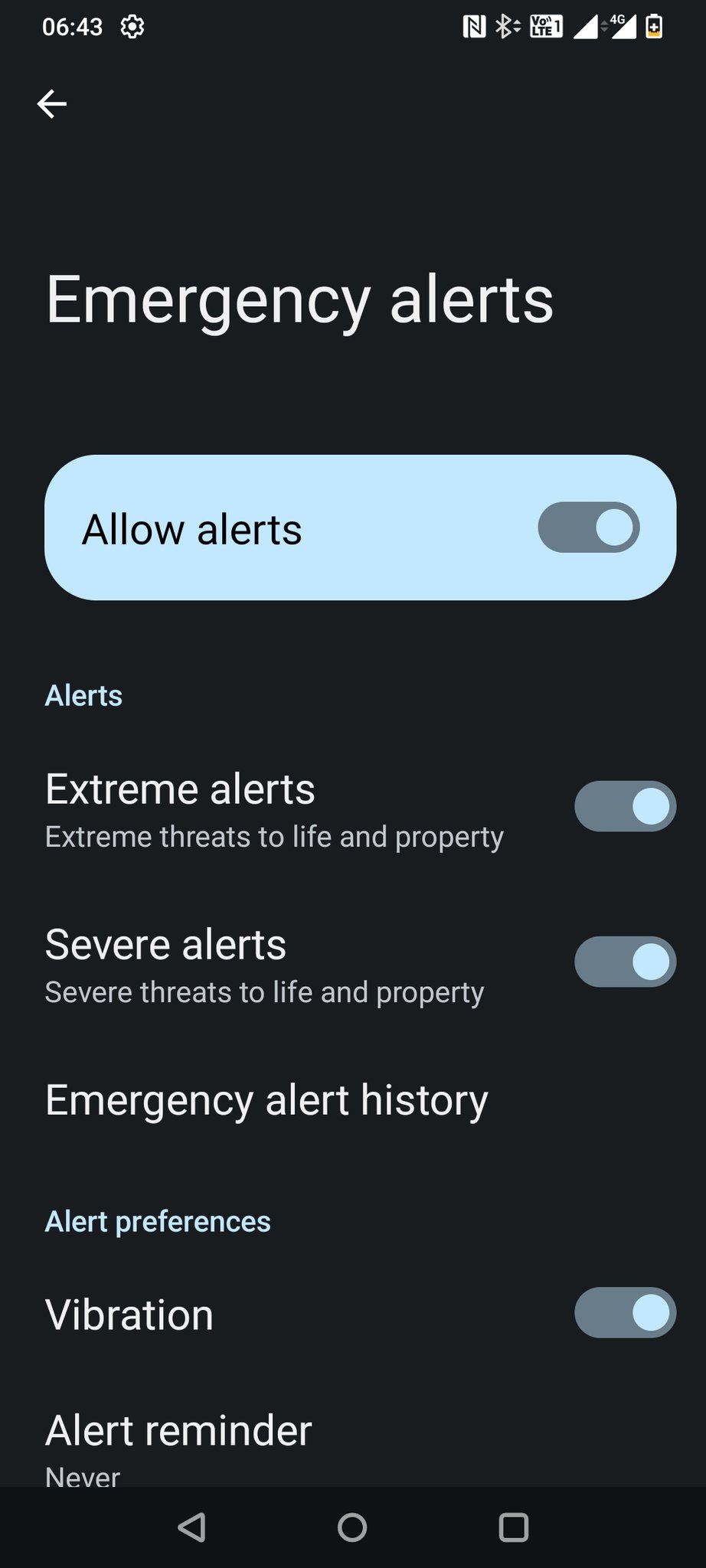 Emergency Alerts - Setting changed by operator