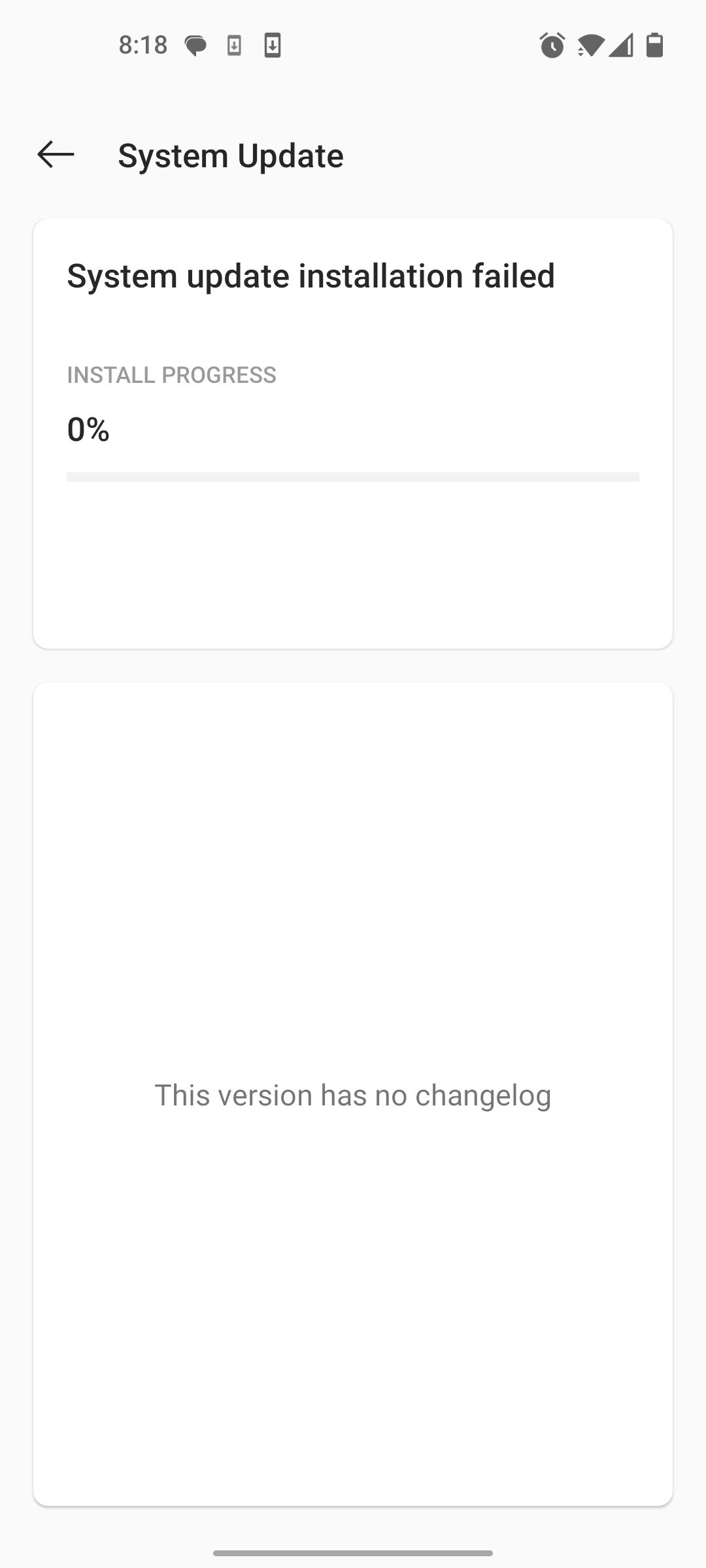 OTA update failed - installation problem
