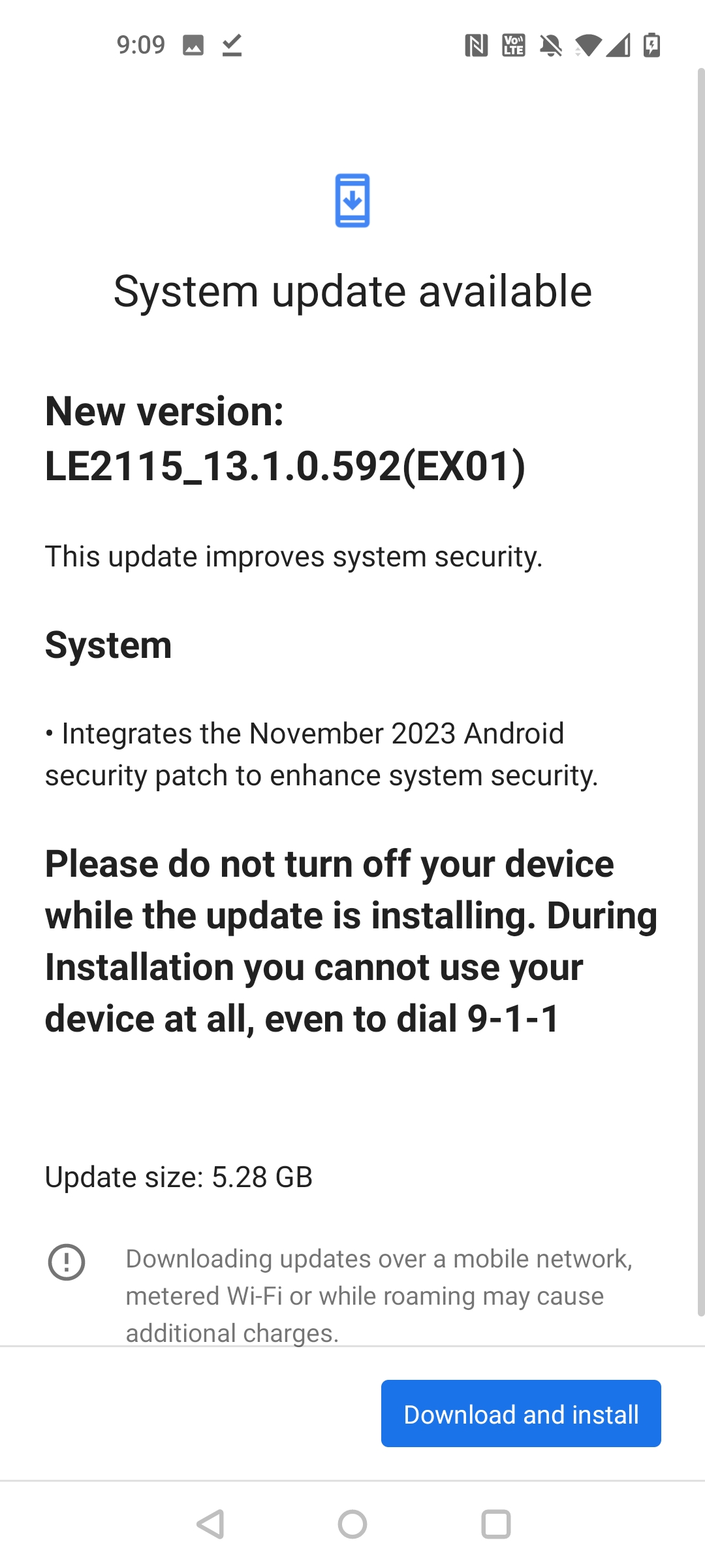 Can't update OnePlus 9