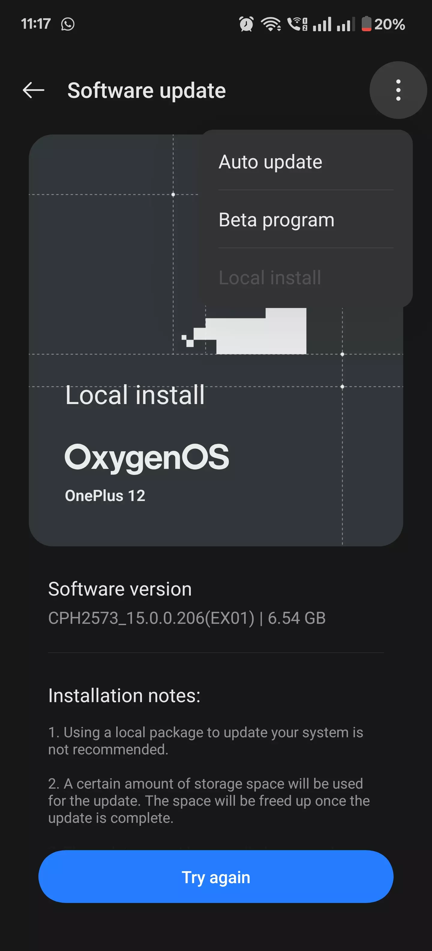 How do I exit this local install option