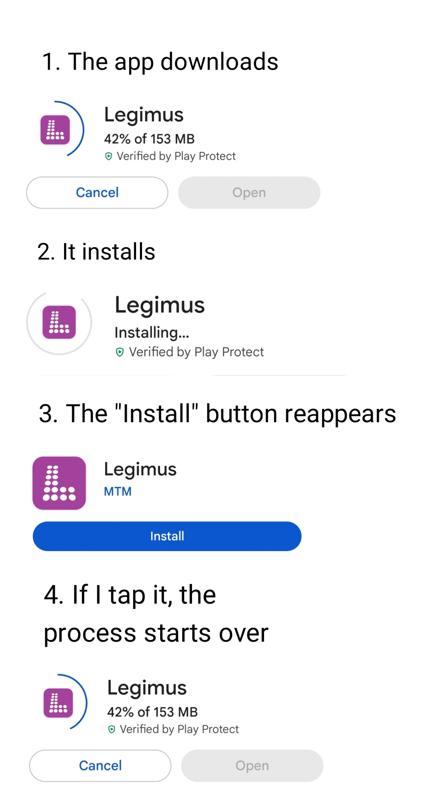 Installation figée de 1xBet APK — illustration Android 1