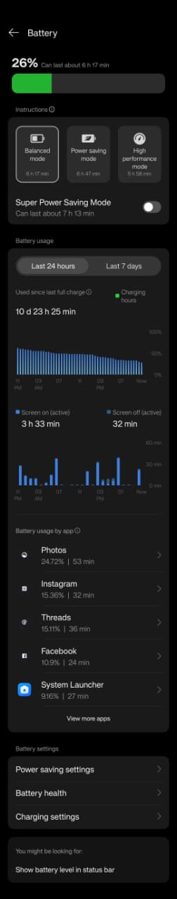 After updating my OnePlus 12 to OxygenOS 16, battery backup