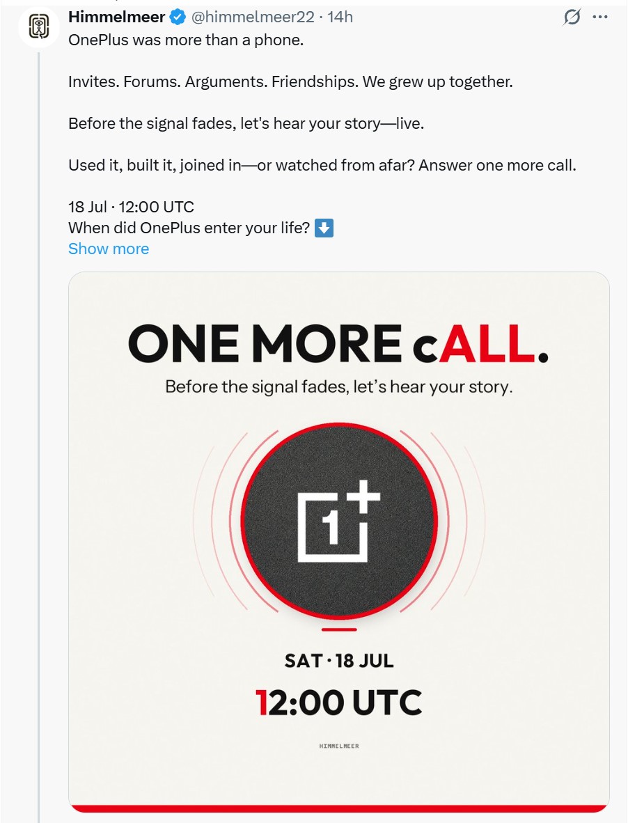 One More Call Important Information Regarding OnePlus Operational Changes